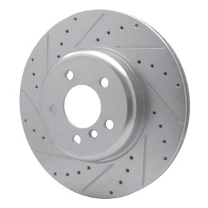 BMW 640I Brake Rotor (1) - Rear Left - R1 Concepts - Drilled & Slotted - Silver - `10-`19